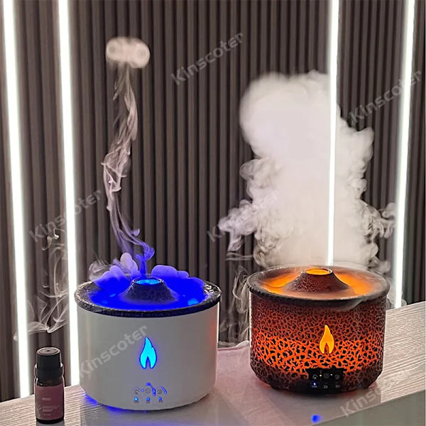 360ml Vulcanic Flame Aroma Olie Diffuser Jellyfish Smoke Ring Luft Fugter Ultralyd Forstøvning Sprayer