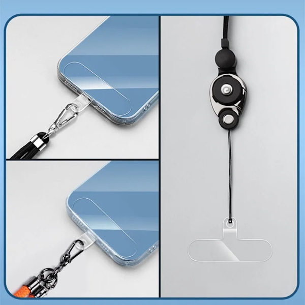 10 bitar Transparent Mobil Telefon Snöre Remmar Patch Utbytbar Fast Kort Shell Anslutning Hänge Med Lanyard Hål