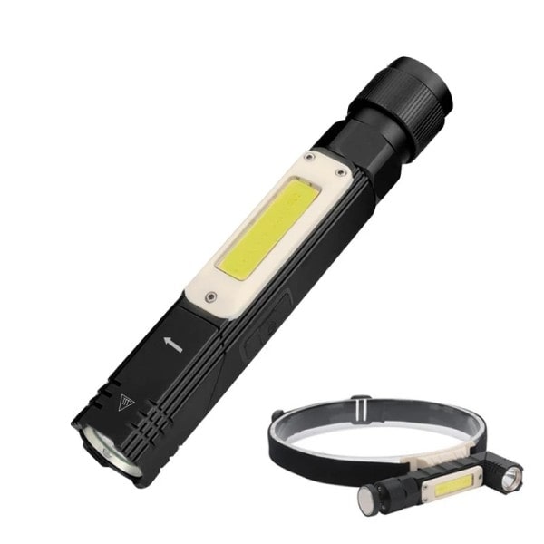 Kannettava LED+COB taskulamppu magneetilla USB ladattava kalastukseen retkeilyyn työhön valo tehokas taskulamppu