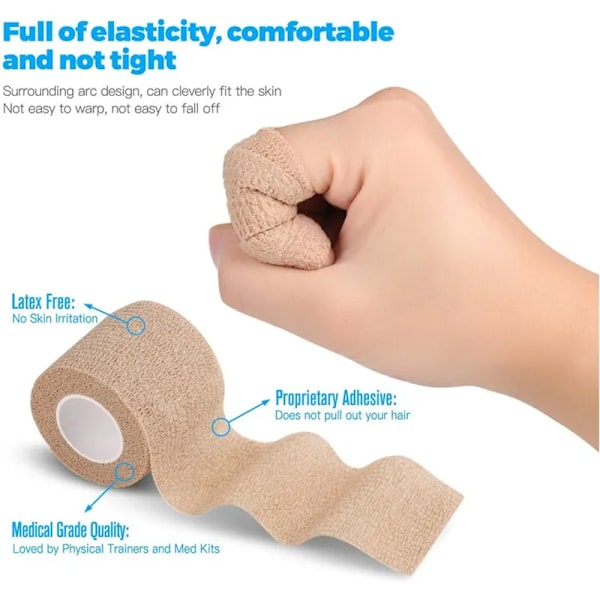 3 kpl Kertakäyttö Itse kiinnittyvä Elastinen Side 5cm*4.5m Kahva Putku kiristys Tatuointi Tarvikkeet