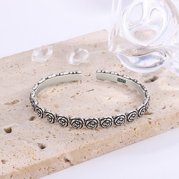 Silver pläterade armband  kreativa blomma personlighet öppning armband