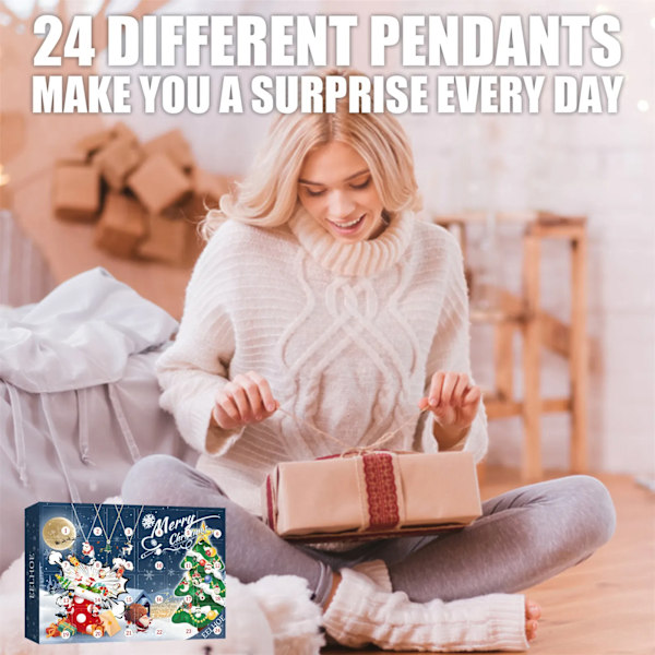 Jul advent kalender udsøgte smykker gaver med 24 vedhæng halskæder jule fest favoritter