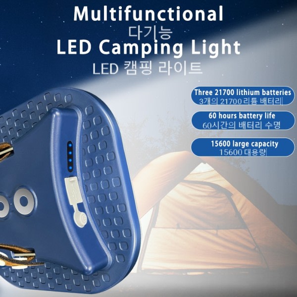 Laddningsbar LED Camping Stark Ljus Magnet Zoom Portabel Ficklampa Tält Ljus