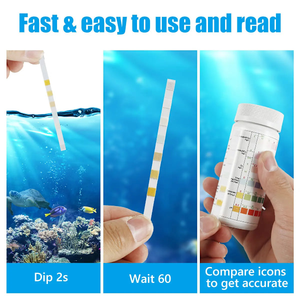 100 bitar Akvarium Test Strips Vatten Kvalitet Test Strip 7in1 Fisk Tank Test Kit