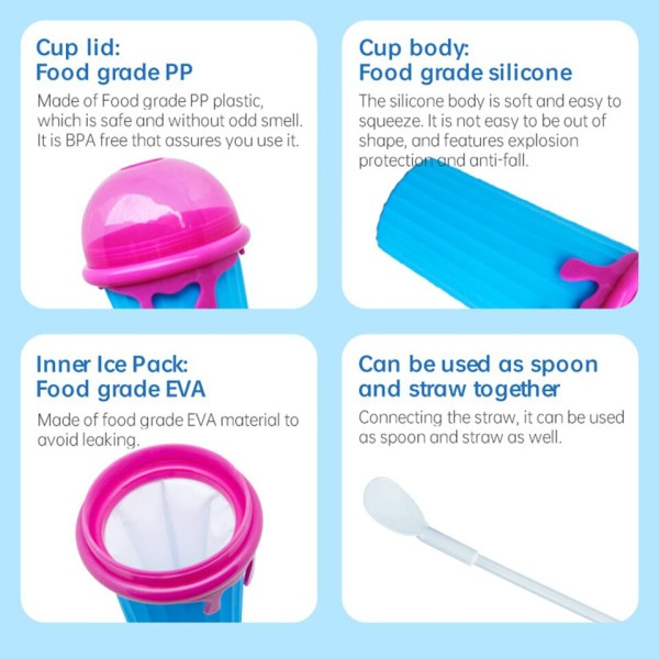 Ice Maker Cup 330ML Smoothies Cup DIY Glass Grädde Quick Fryst Silicon Squeeze Cup