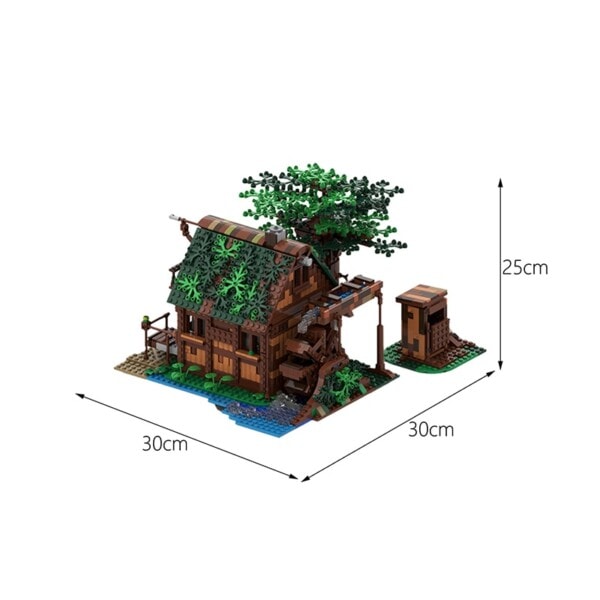 Medeltida skog älv stuga byggnad kloss kit stubb hydda träd leksak