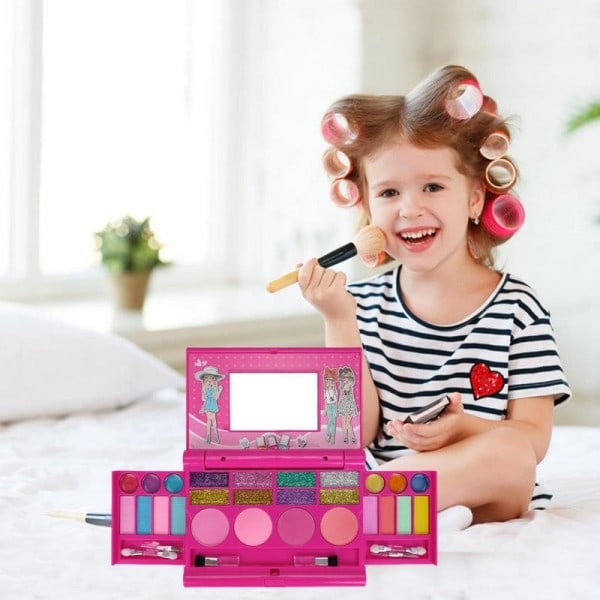 Smink Kit Toy Set För Flickor Bärbar Låtsas Smink Kosmetika Tillbehör För Flickor