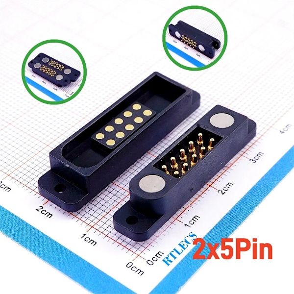 1 bit Dubbel rad Hög ström Magnetisk Pogo Pin kontakt