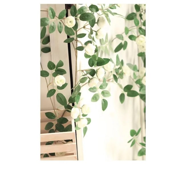 Kunstig Rose Blomster Rattan Vine Sejlgarn Og Fest Bryllup Hjem Hegn Væg Dekoration