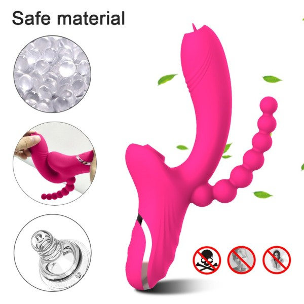 3 i 1 Klit Sucker Dildo Vibrator för Kvinnor Klitoris G Fläck Tunga Slickande Vacuum Stimulator Sex leksaker