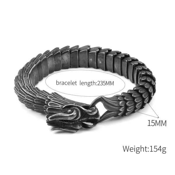 Drage spænde slange kæde til mænd punk sort armbånd rustfrit stål smykker rock tilbehør