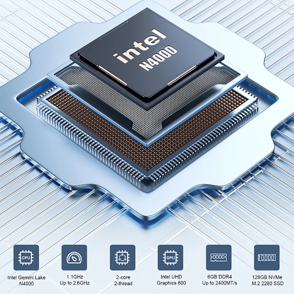 Mini PC M2 Air Intel Gemini Lake N4000 Windows 11 6GB RAM 128GB ROM Dual-Band WiFi Bluetooth USB Mini Dator