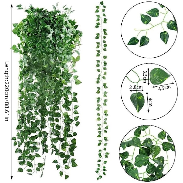 Bästa kvalitet 11M Konstgjord Växt Grön Ivy Löv Girland Fask Växt Creeper Hängande Vine Utomhus Gör-det-själv Trädgård Vägg Bröllop Fest Hem Inredning