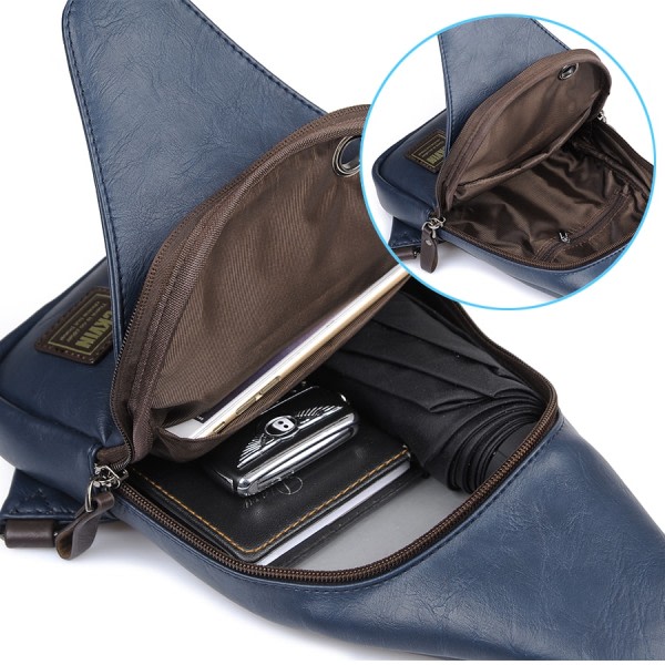 Mode crossbody väska stöldsäker roterbar knapp öppen läder bröstväskor herrar axelväskor