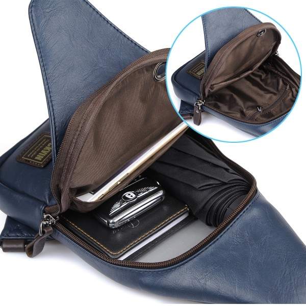 Muoti Crossbody laukku varkaudenkestävä pyörittävä nappi avo nahka rinta laukut miesten olkalaukut