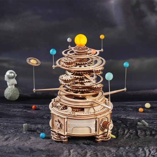 Mekaaninen Orrery 316kpl Kierrettävä DIY 3D Puiset palapelit Malli Rakennus Block Kits lelu