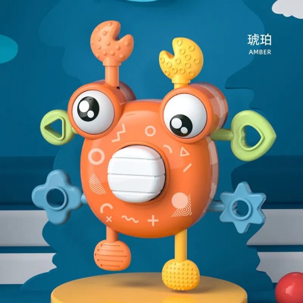 Montessori Baby Toy Crab Hand Finger Press Pull Toy Utveckling Sensory Leksaker 0-12 månader Bringningar