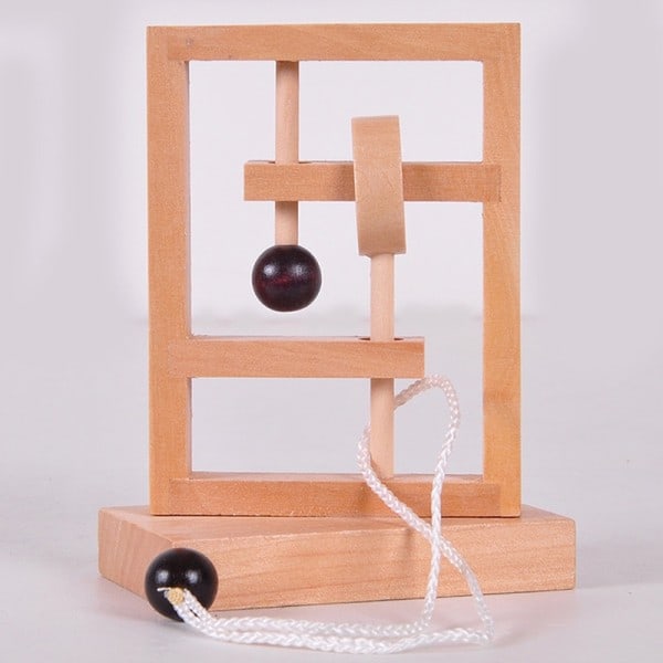 Skrivebord Novelty 3D Træ Reb Loop Puslespil IQ Mind String Brain teaser Spil for Voksne Børn
