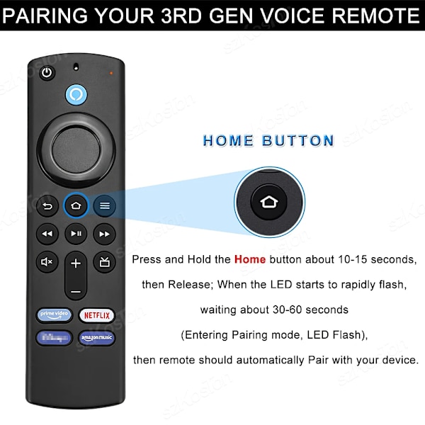 Voice Remote Control Erstatning for Fire TV Stick
