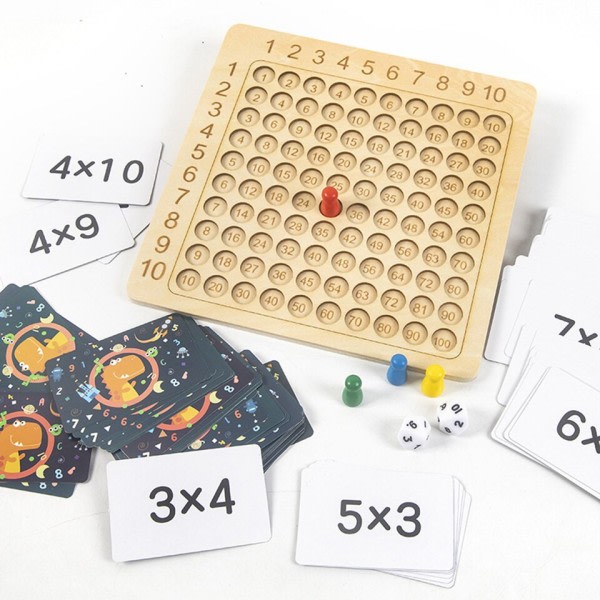 Træ Montessori Multiplikation Bræt Spil Matematik Tabel Puslespil Spil