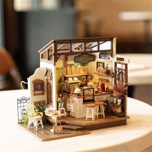 DIY Mini Dukkehus Model Kits Gør-det-selv Kaffe Shop Dukkehus Børn Miniature