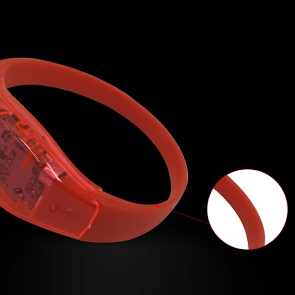 10 bitar Röst Aktiverat Ljud Kontroll LED Armband Blinkande Silicon Bangle Dekor