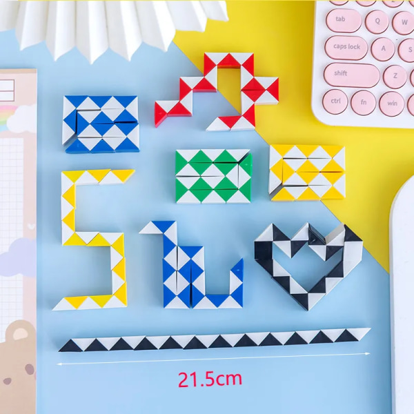 6 brikker Folding Magic Snake Linjal Puzzle Antistress Cube Educational Toy