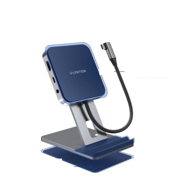 USB C Hub Docking Station Stand Adapter med4K HDMI 100W PD SD/TF Card Reader USB3.0 3.5mm Hovedtelefon stik