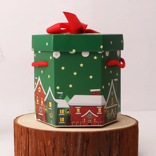 10 bitar jul fest present box med portabelt rep jul present papper box för kaka godis äpple god jul förpackningar tillbehör