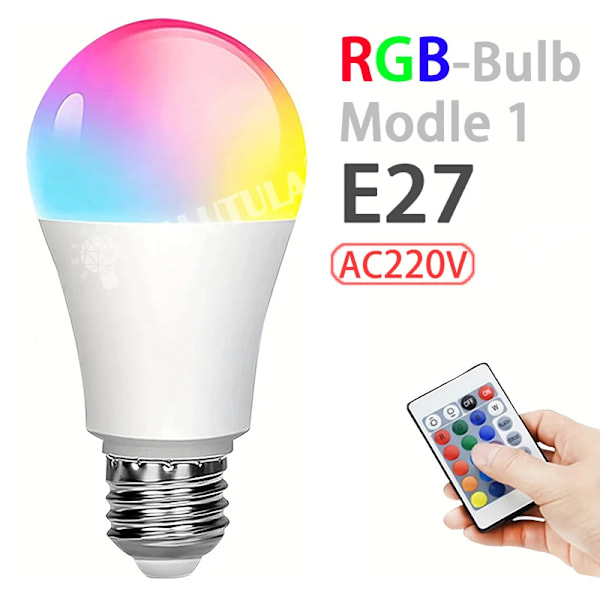 16 färger RGB lampa LED flerfärgad lampa E27 bas 220V hushåll belysning dimbar