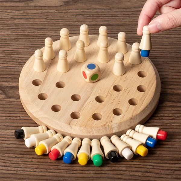 Træ Hukommelse Tændstik pind skak farve spil bræt puslespil montessori pædagogisk legetøj