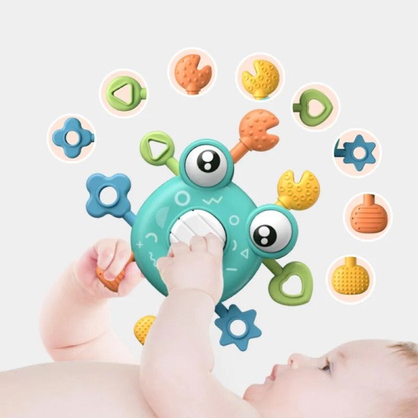 Montessori Baby Legetøj Krabbe Hånd Finger Tryk Træk Legetøj Udviklingsmæssigt Sanseligt Legetøj 0-12 måneder Biringer