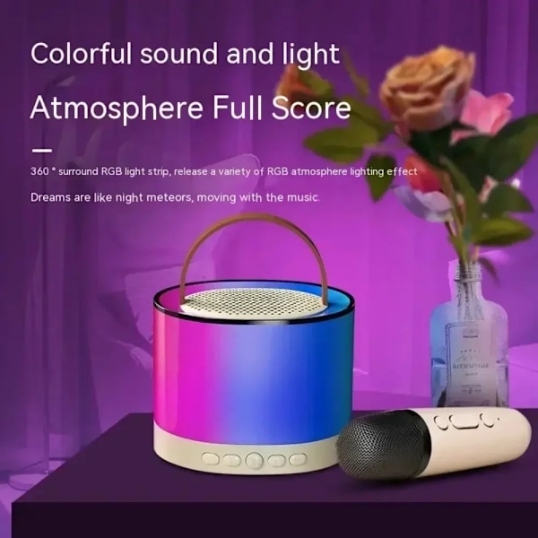 K52 Trådløs Bluetooth Høyttaler Multifunksjon med 2 mikrofon RGB bærbar musikk spiller karaoke maskin