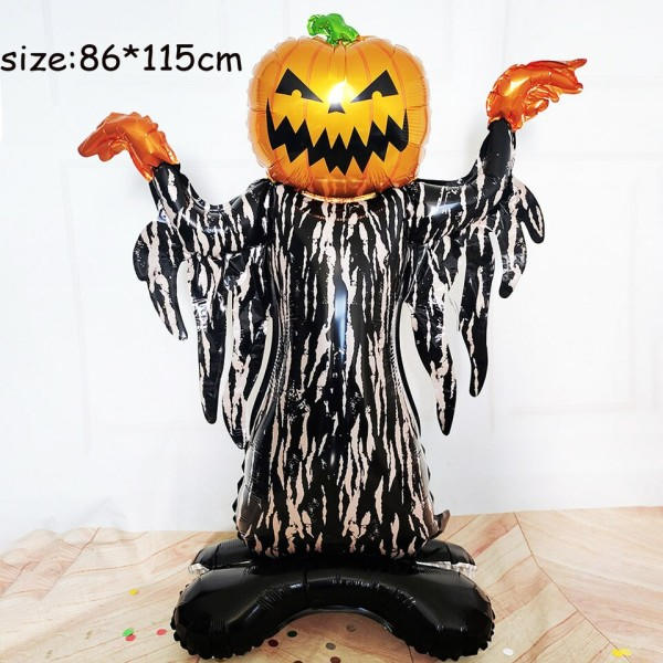 Kjempe gresskar spøkelse edderkopp flaggermus hodeskalle øyeeplet svart oransje halloween ballonger