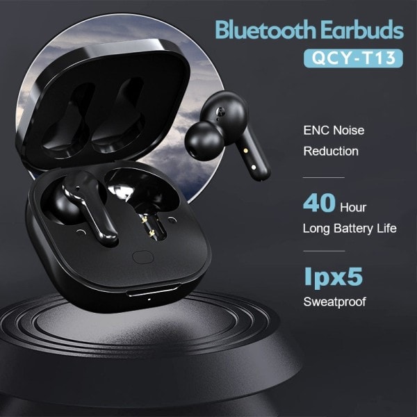 T13 Bluetooth Hodetelefoner V5.1 Trådløs TWS Øretelefoner Touch Control Earplus 4 Mikrofoner