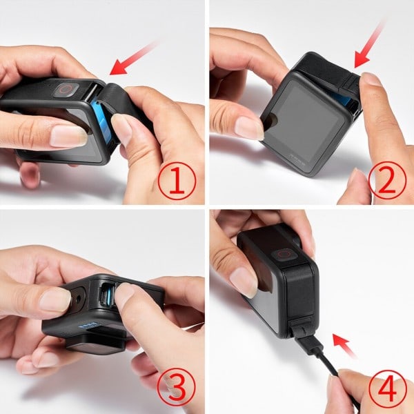 Flip Side Battery Cover for GoPro Hero Black Removable Battery Port Cover Opladning Port