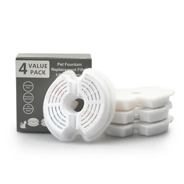Vatten fontän kol ersättning filter för 304 rostfritt stål katt drickande fontän 4 pack filter