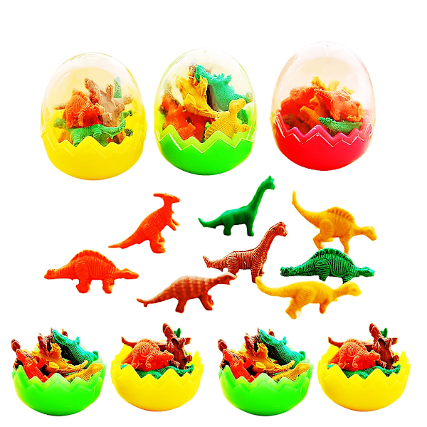 24 Pack Tegnefilm Mini Dinosaur Æg Viskelædere Børn Student Skrivevarer Premier Fødselsdag Fest Gunst tasker
