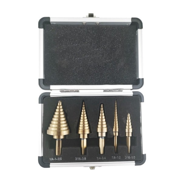 5st Metric/Inch Hss Kobolt Steg Borr Bit Set Flera Hål 50 storlekar med aluminium fodral