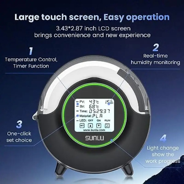 Professionell 3D Priting Tillbehör Filament Torktumlare Låda 360° Omgivning Värme & Max Temperatur Upp  70°C