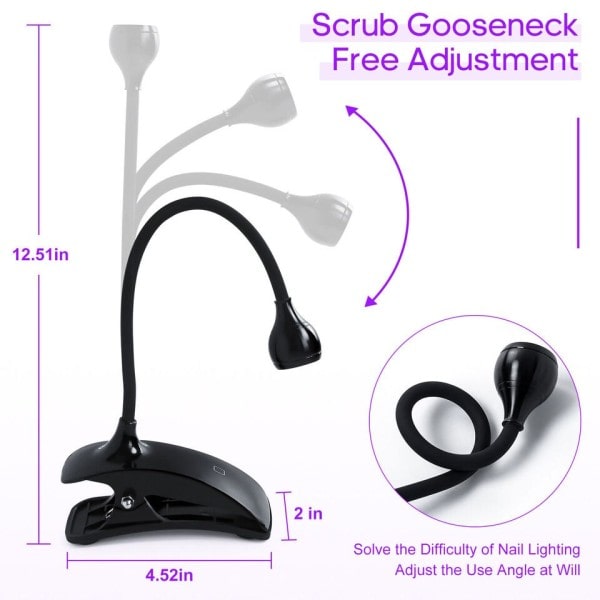 Led Spik Ljus Torktumlare Ultraviolett  UV Lampa Mini Flexible Clip-On Desk USB Gel Curing Manikyr Pedikyr Verktyg
