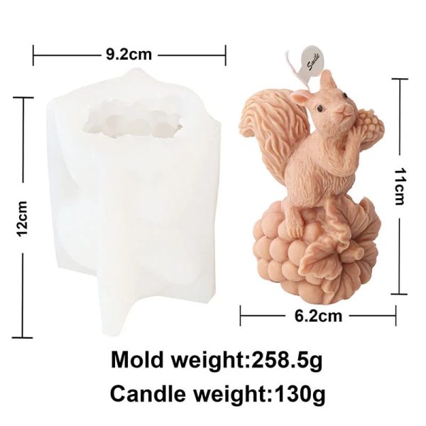 Suloinen orava mänty kynttilä muotti leikki orava patsas käsityö kipsi kynttilän valmistus hartsi muotti