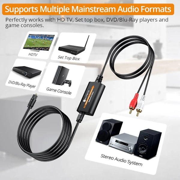 Professionell Digital till Analog Ljud Konverterare Optisk Toslink till RCA Ljud Adapter Hane Anslutning DAC Konverterare