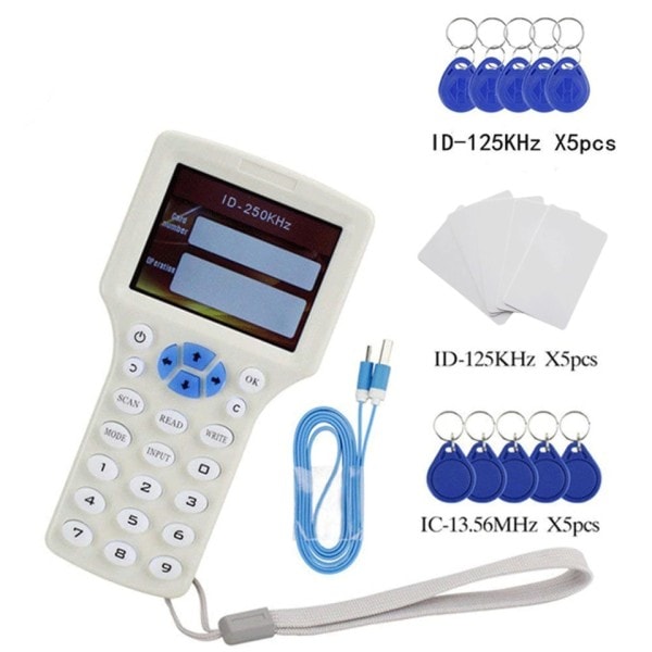 RFID läsare skrivare kopiator duplikator IC/ID  med USB kabel för 125Khz 13,56Mhz kort