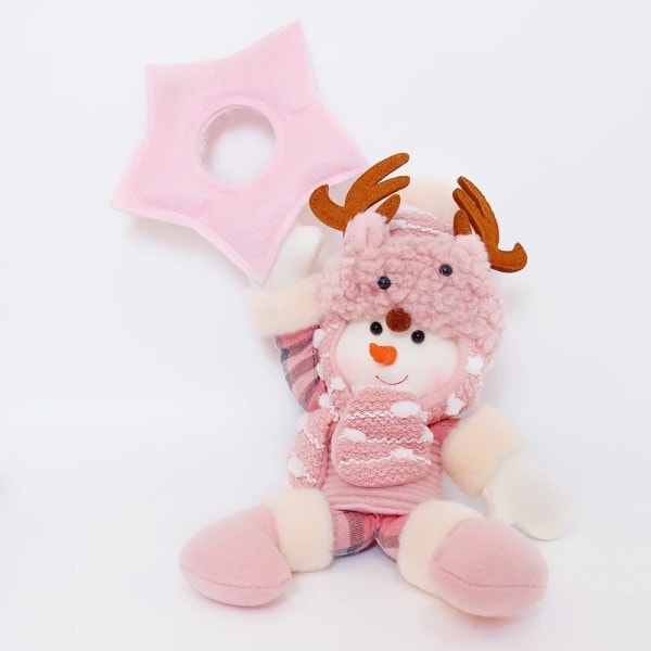 Rosa plysch leksak tomte docka jul träd dekoration haning dockor