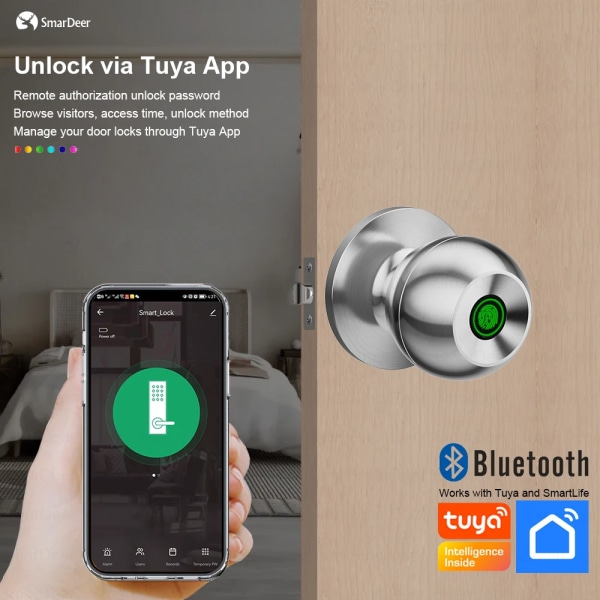 Korkea laatuinen sormenjälki lukko Tuya Smart Lock Bluetoothilla ovi lukko avaimeton sisääntulo sormenjälki ja Tuya sovellus