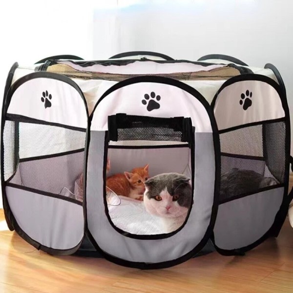 Bärbar hopfällbar husdjur tält kennel oktagonalt staket valp skydd