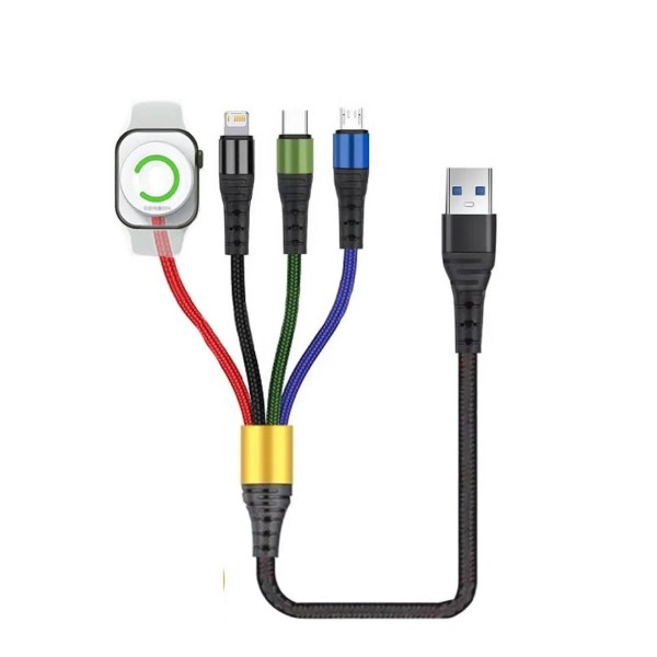 4 i 1 klokke & telefon USB lader kabel type C kabel magnetisk lade kabel
