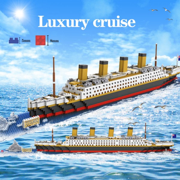 Mini Klosser Modell Titanic Cruise Skip Modell Båt Gjør det selv Diamant Bygge Klosser Klosser Kit Barn Barn Leker