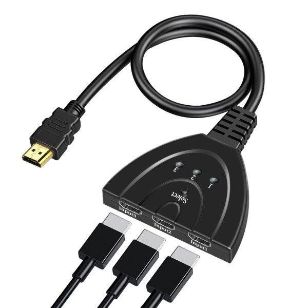 HDMI-yhteensopiva kytkin KVM jakaja  3 tulo 1 lähtö Mini 3 Portti Video Switcher Hub